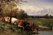 James McDougal Hart Cattle and Landscape oil